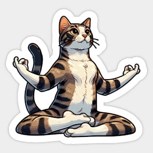 Zen Cat Yoga Pose - Mindfulness Feline Illustration Sticker